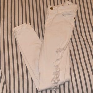 FRAME Denim white ripped skinny jeans